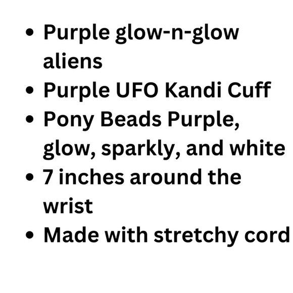 Purple Alien Faces Made w/Glow-in-Dark Pony Bead-On UFO 3d Kandi Cuff - Picture 4 of 4